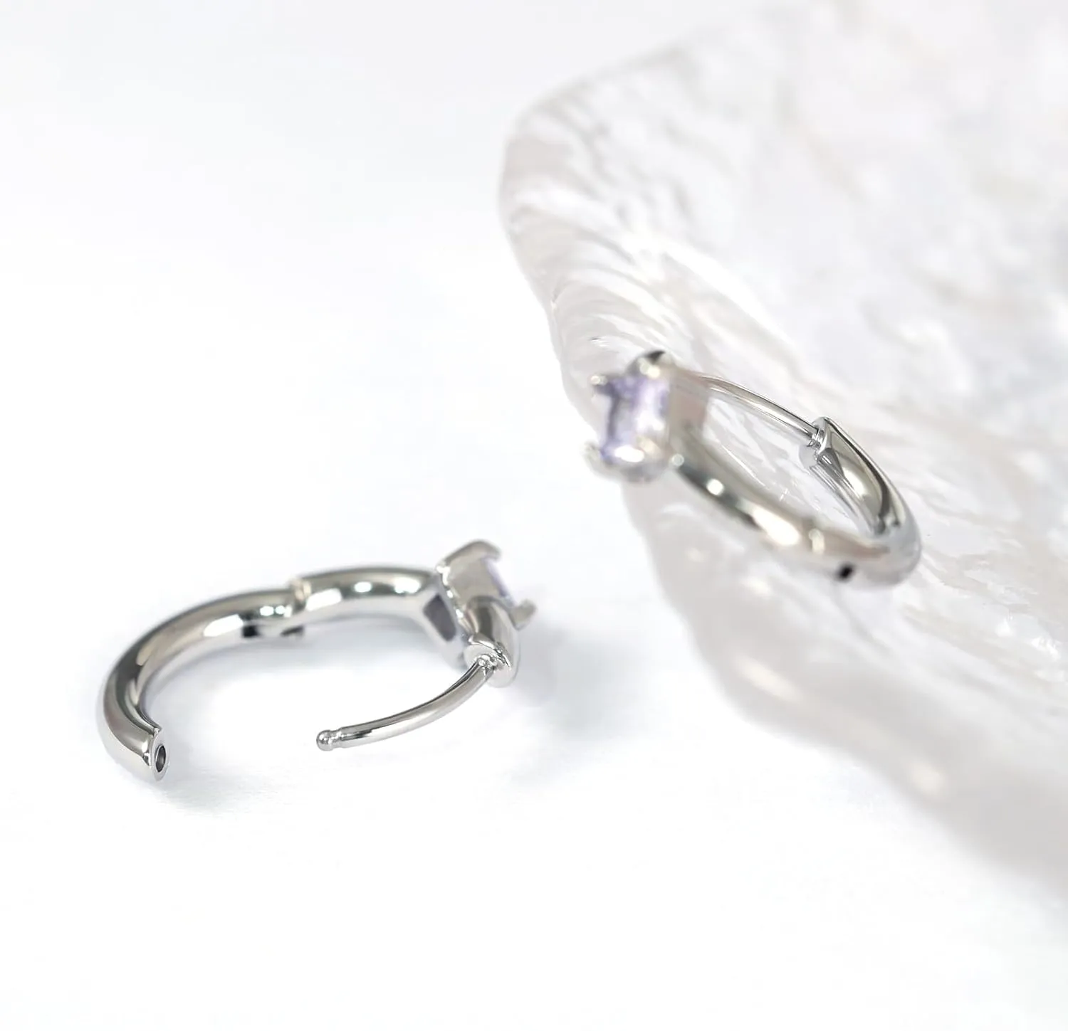 FANSING Birthstone Hoop Earrings for Women Lightweight 316L Surgical Steel Huggie Earrings