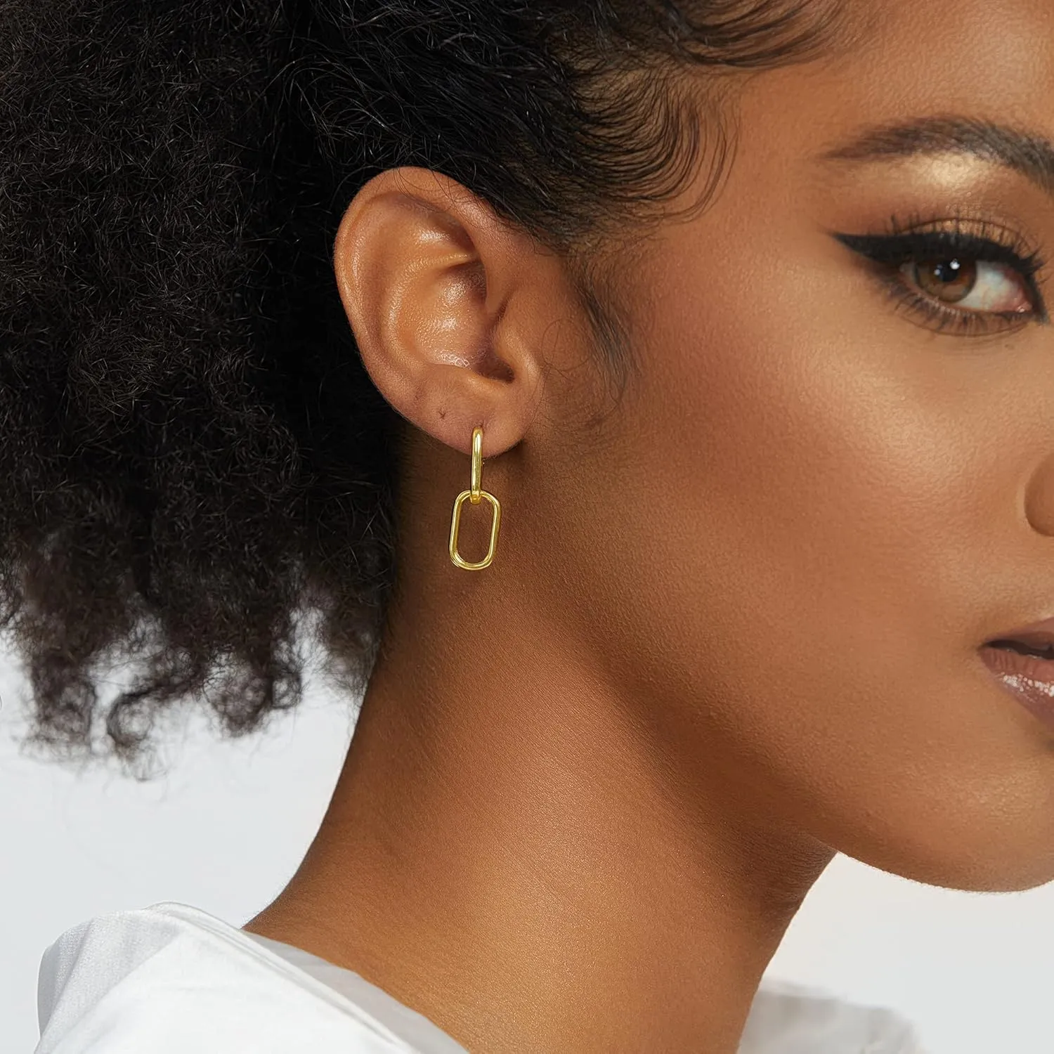FANZE 3 Pairs Hoop Earrings for Women Dainty Chain Spike Gold Sliver Huggie Earring Set for Multiple Piercing Hypoallergenic Trendy Jewelry Gift