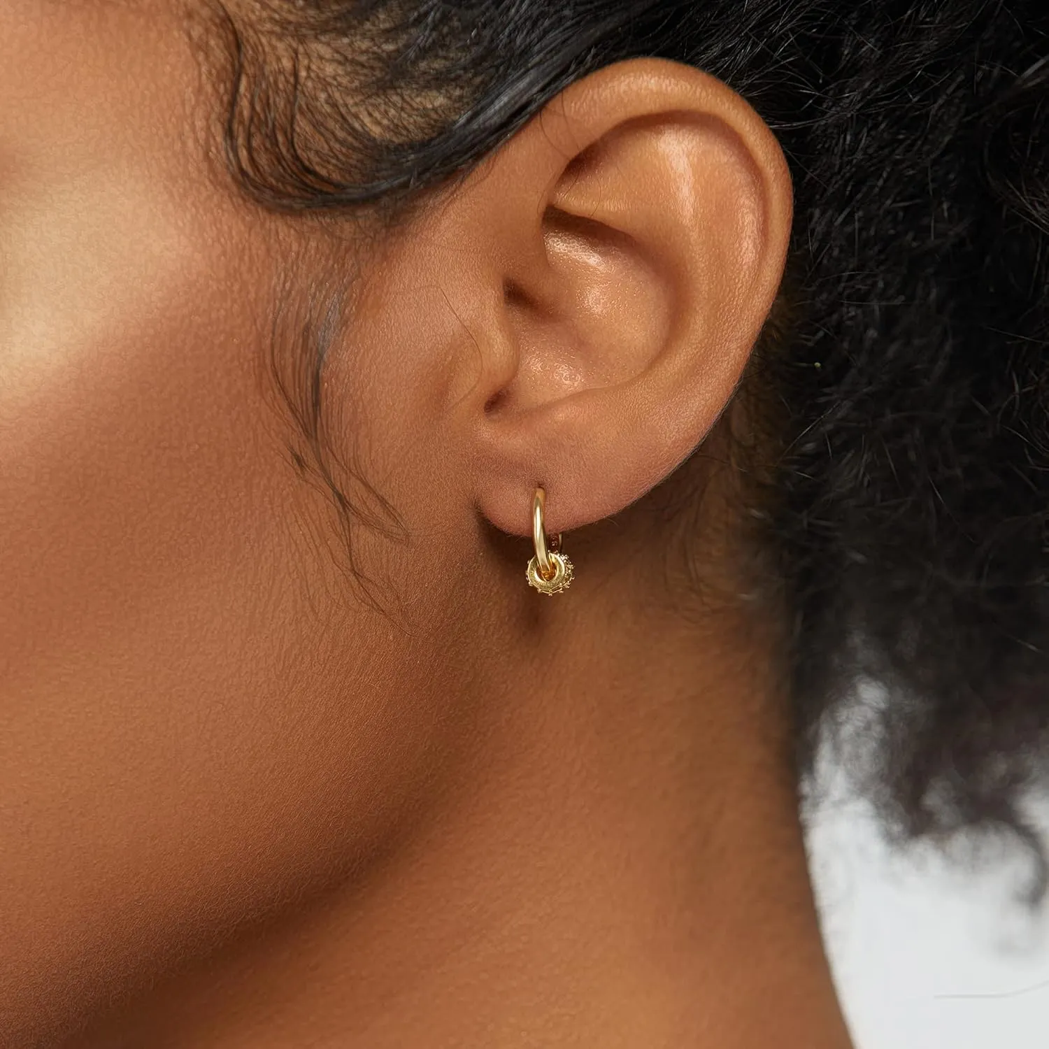 FANZE 3 Pairs Hoop Earrings for Women Dainty Chain Spike Gold Sliver Huggie Earring Set for Multiple Piercing Hypoallergenic Trendy Jewelry Gift