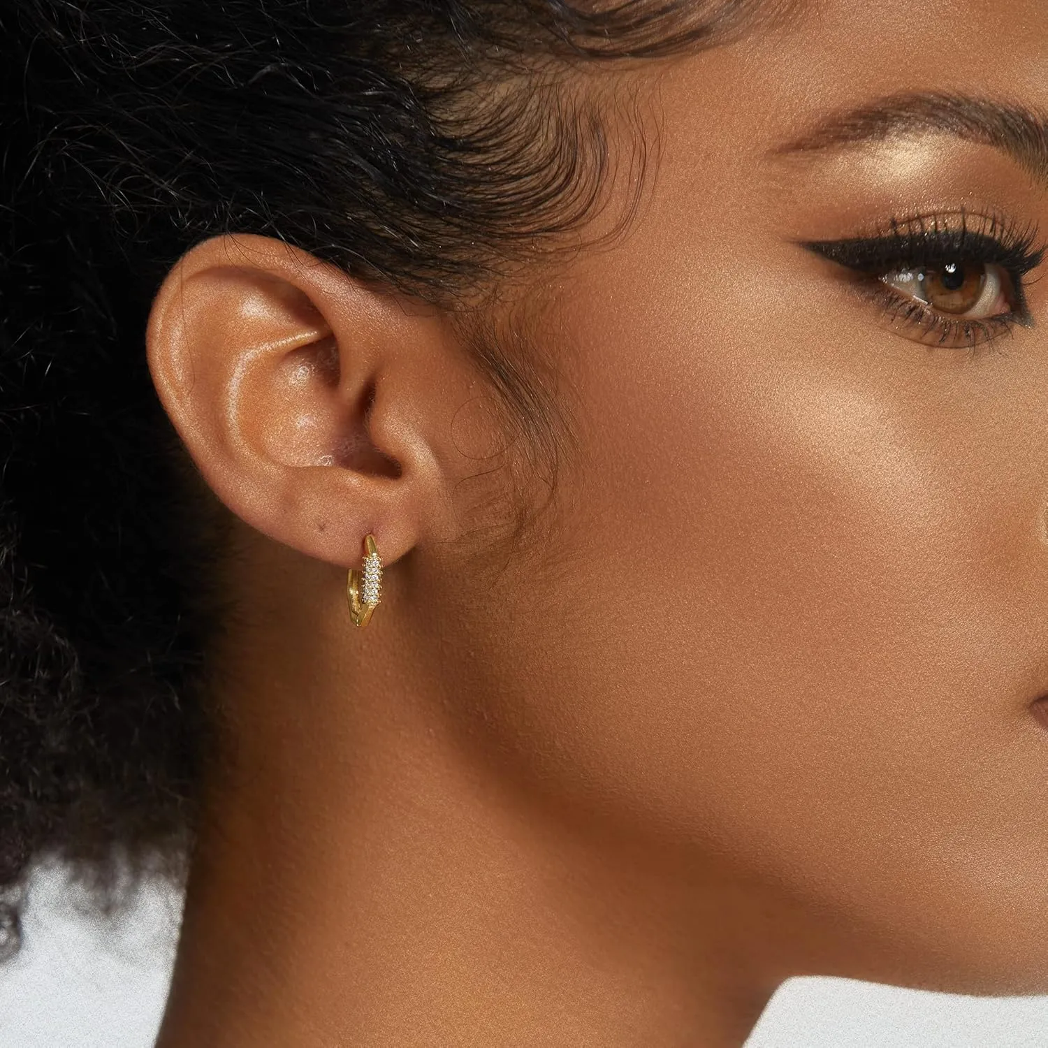 FANZE 3 Pairs Hoop Earrings for Women Dainty Chain Spike Gold Sliver Huggie Earring Set for Multiple Piercing Hypoallergenic Trendy Jewelry Gift