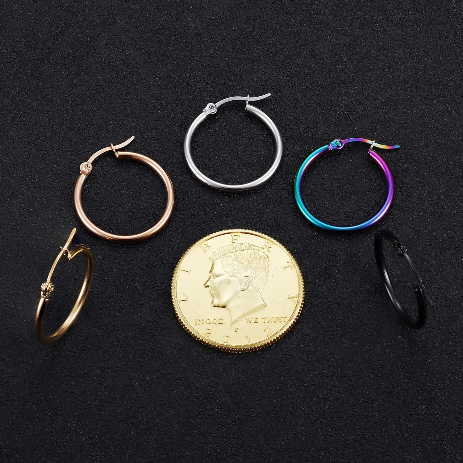 FASACCO Colorful Hoop Earrings Surgical Steel Hoop Earrings for Women Loop Earrings 10mm/15mm/20mm/25mm