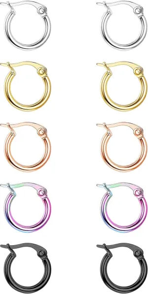 FASACCO Colorful Hoop Earrings Surgical Steel Hoop Earrings for Women Loop Earrings 10mm/15mm/20mm/25mm