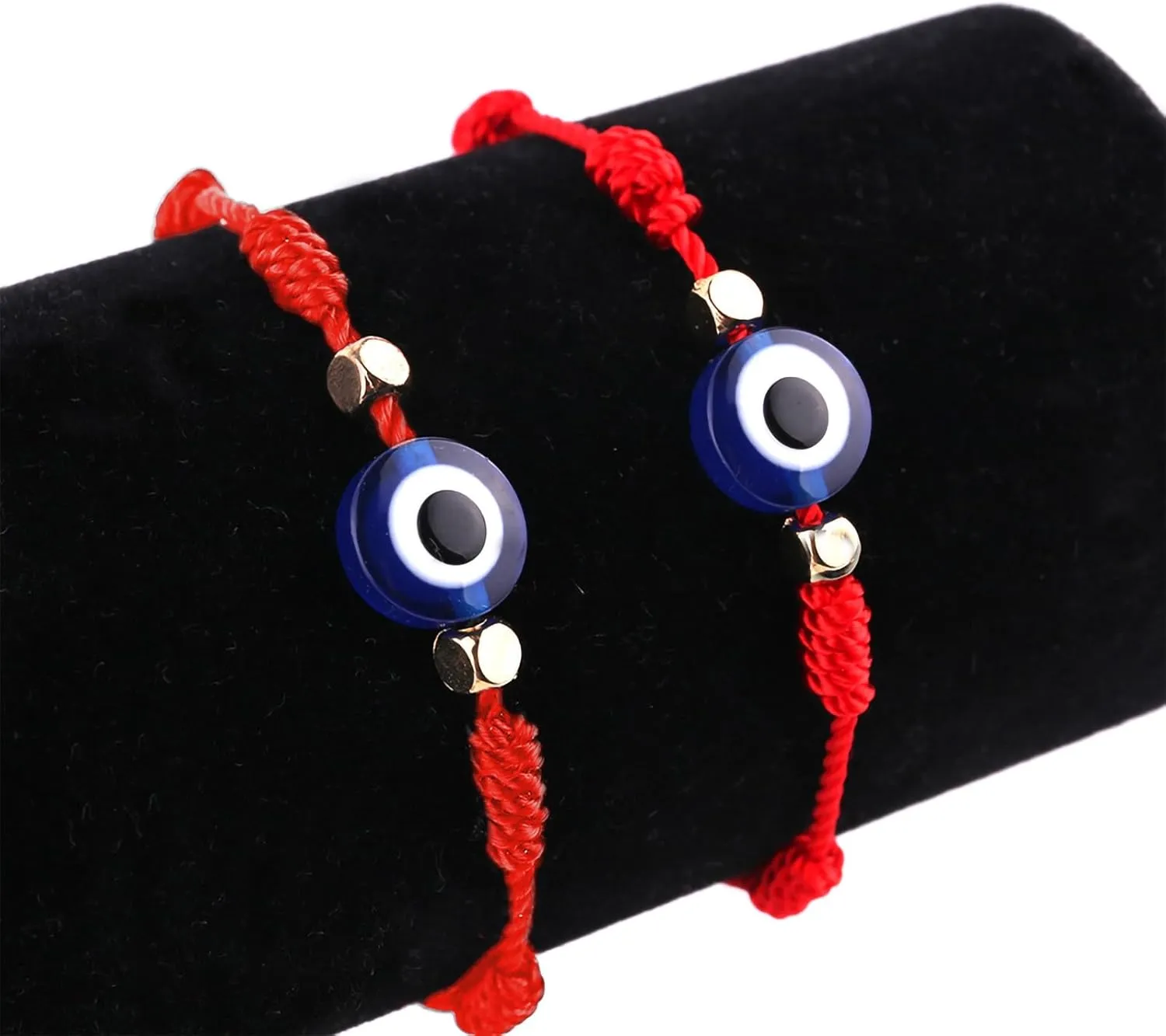 Fesciory Evil Eye Bracelets for Women, 2Pcs Adjustable Red String, 7 Knots Braided Lucky Thread, Hamsa Hand Amulet Bracelets for Men Women Jewelry Gifts