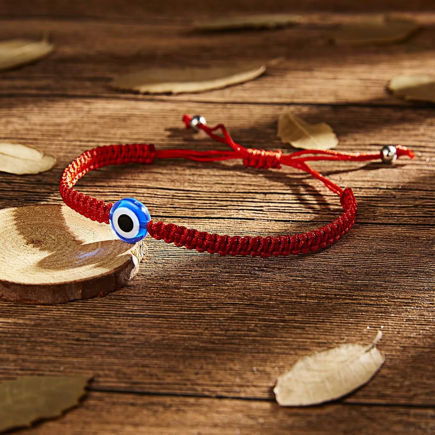 Fesciory Evil Eye Bracelets for Women, 2Pcs Adjustable Red String, 7 Knots Braided Lucky Thread, Hamsa Hand Amulet Bracelets for Men Women Jewelry Gifts