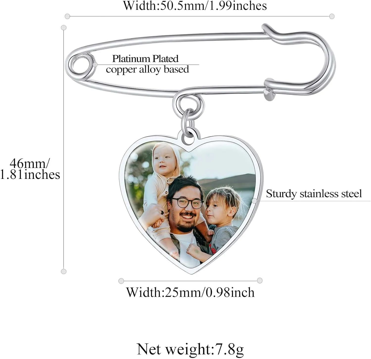 FindChic Personalized 1/2/3/4 Wedding Boutonniere Photo Charms Bouquet Pins Stainless Steel/18K Gold Plated Memorial Customized Heart/Round/Oval Picture Frames Brooch Decoration Accessories   Gift Box