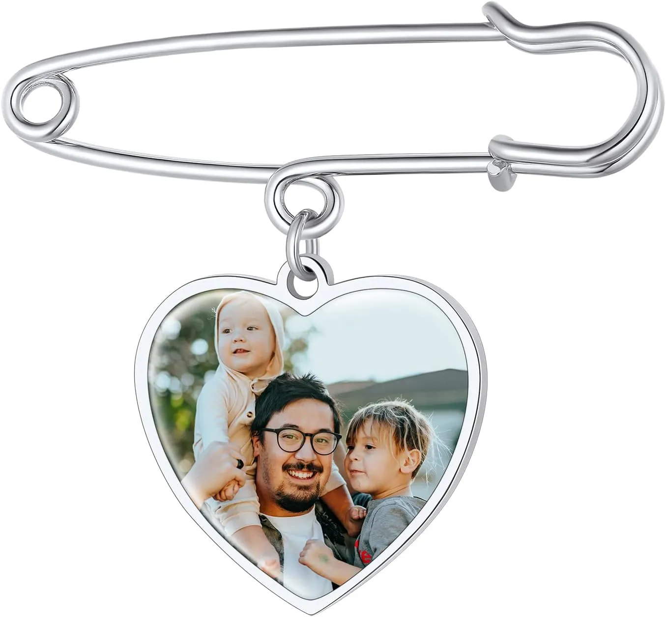 FindChic Personalized 1/2/3/4 Wedding Boutonniere Photo Charms Bouquet Pins Stainless Steel/18K Gold Plated Memorial Customized Heart/Round/Oval Picture Frames Brooch Decoration Accessories   Gift Box