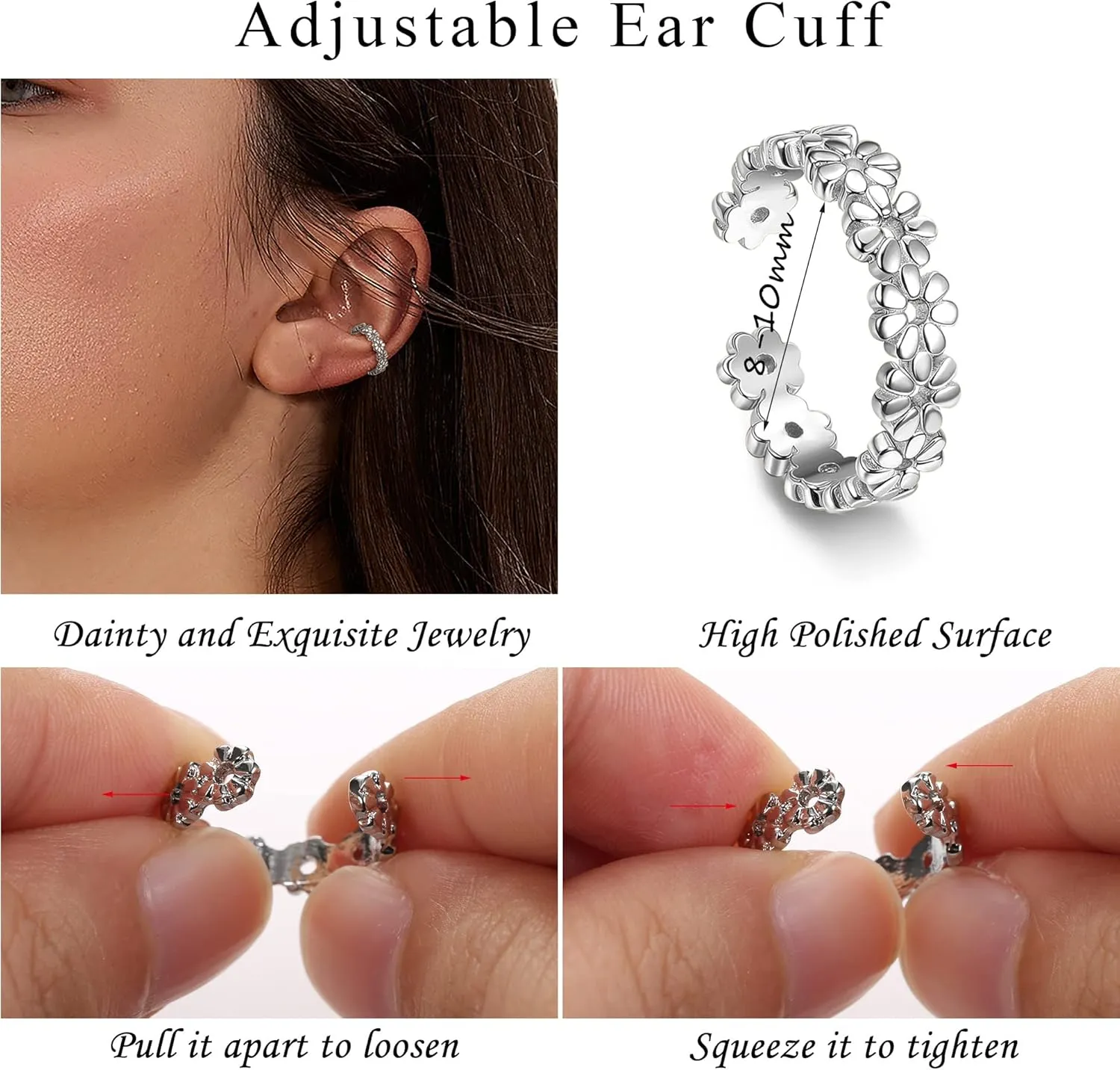 Florideco Ear Cuff Earrings Set for Women Adjustable Fake Earring Cuffs Non Piercing Earring Set Ear Jewelry Set