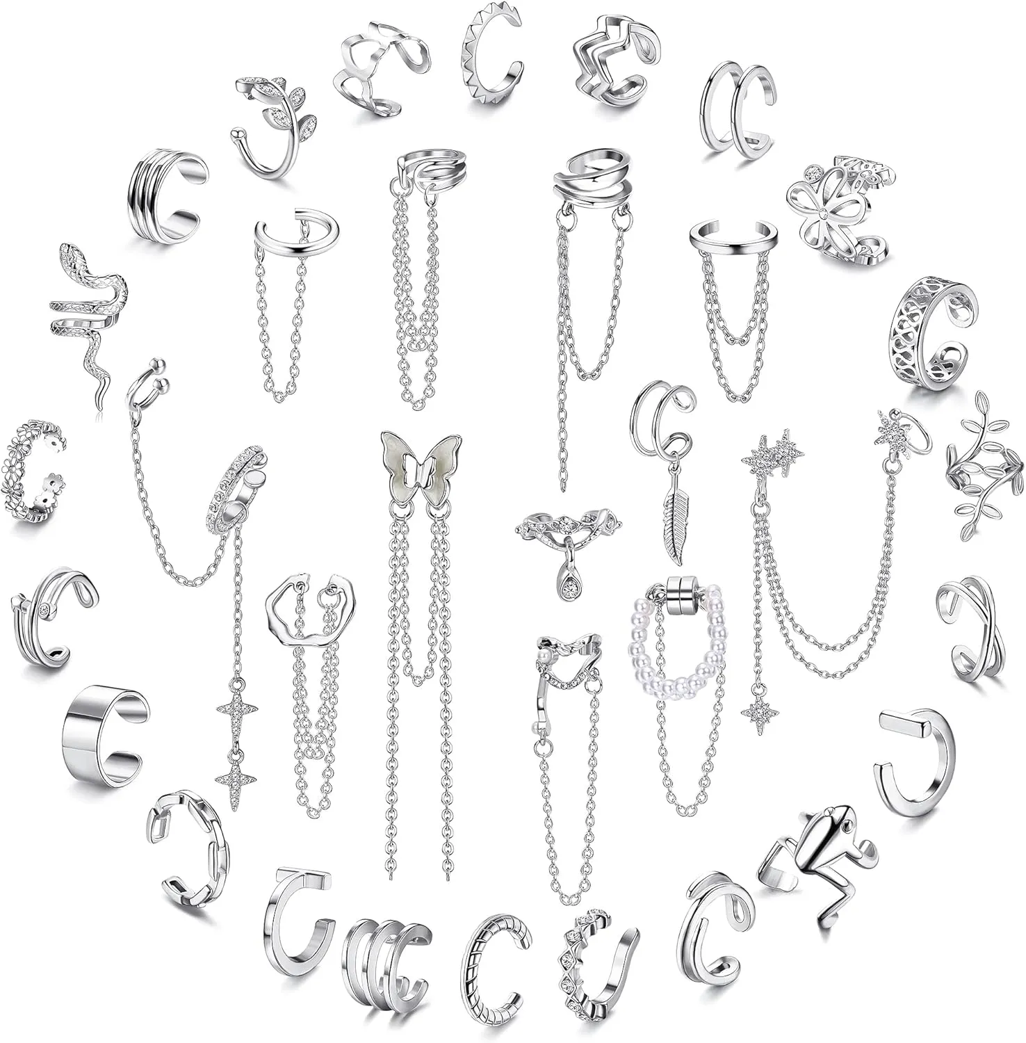 Florideco Ear Cuff Earrings Set for Women Adjustable Fake Earring Cuffs Non Piercing Earring Set Ear Jewelry Set