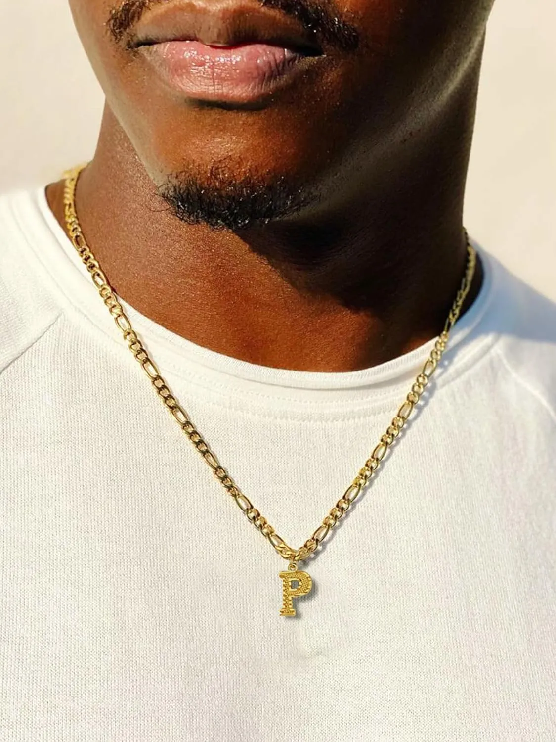 FOCALOOK Gold Initial Letter Necklaces for Women Men 14K Gold Plated Capital A-Z Initial Letter Chain 16 Inch
