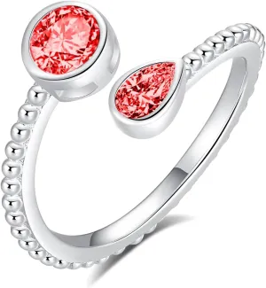 Fookduoduo Adjustable Thumb Rings for Women - Sterling Silver Eternity Band Birthstone Rings Jewelry Pinky Cubic Zirconia Open Ring Daughter Gifts for Teens