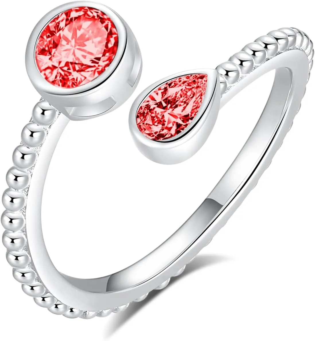 Fookduoduo Adjustable Thumb Rings for Women - Sterling Silver Eternity Band Birthstone Rings Jewelry Pinky Cubic Zirconia Open Ring Daughter Gifts for Teens