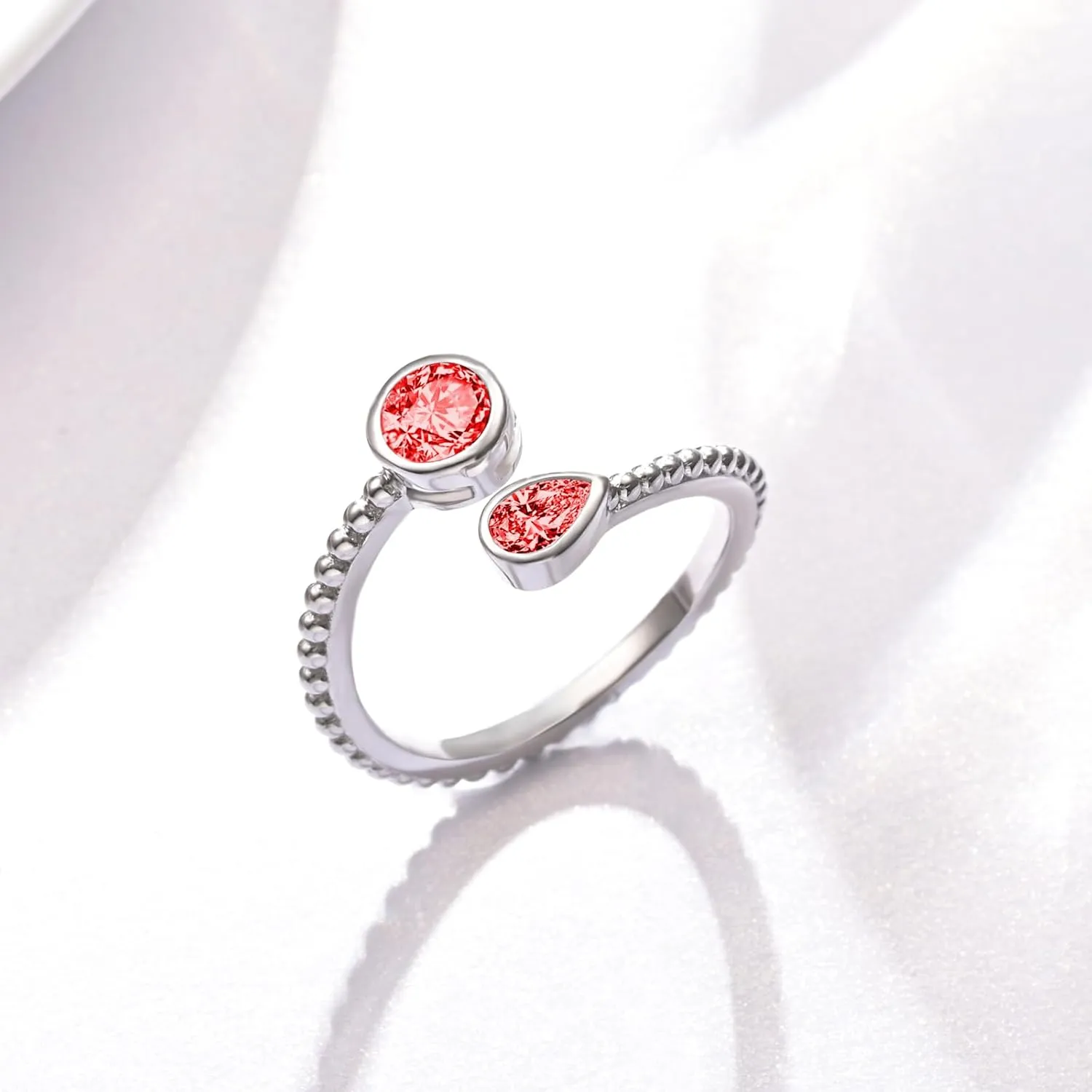 Fookduoduo Adjustable Thumb Rings for Women - Sterling Silver Eternity Band Birthstone Rings Jewelry Pinky Cubic Zirconia Open Ring Daughter Gifts for Teens