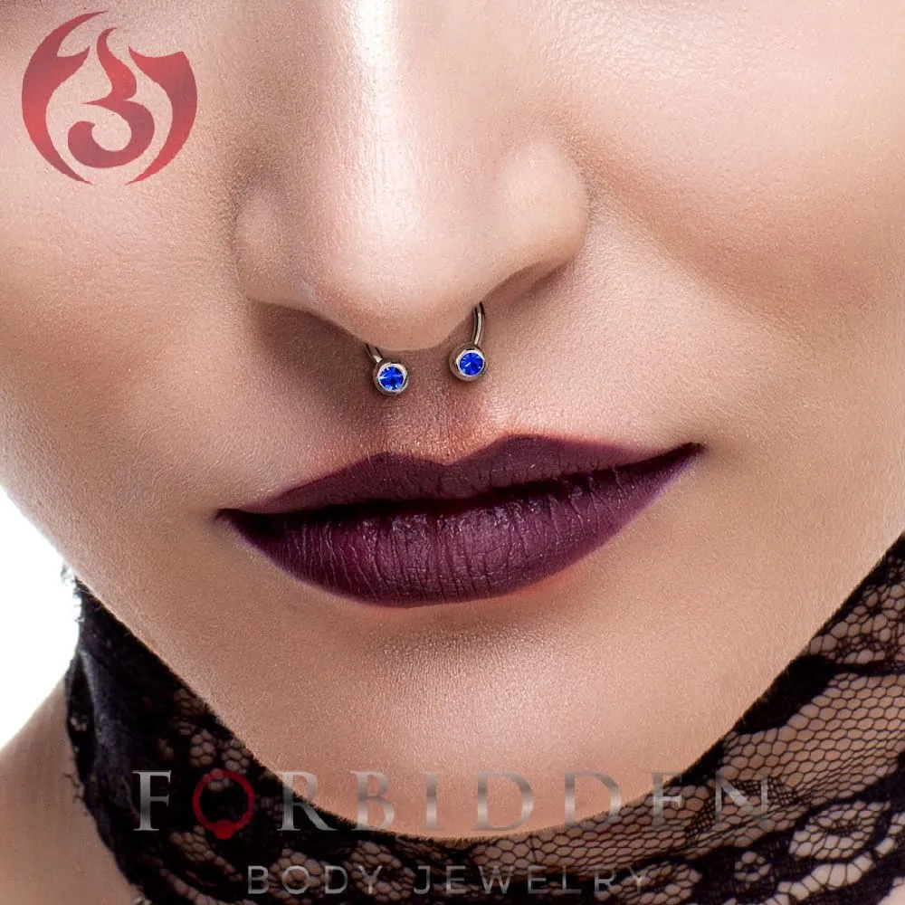 Forbidden Body Jewelry 14G 12mm Surgical Steel Front Facing CZ Crystal Nipple Piercing Horseshoe Rings, Sold in Pairs