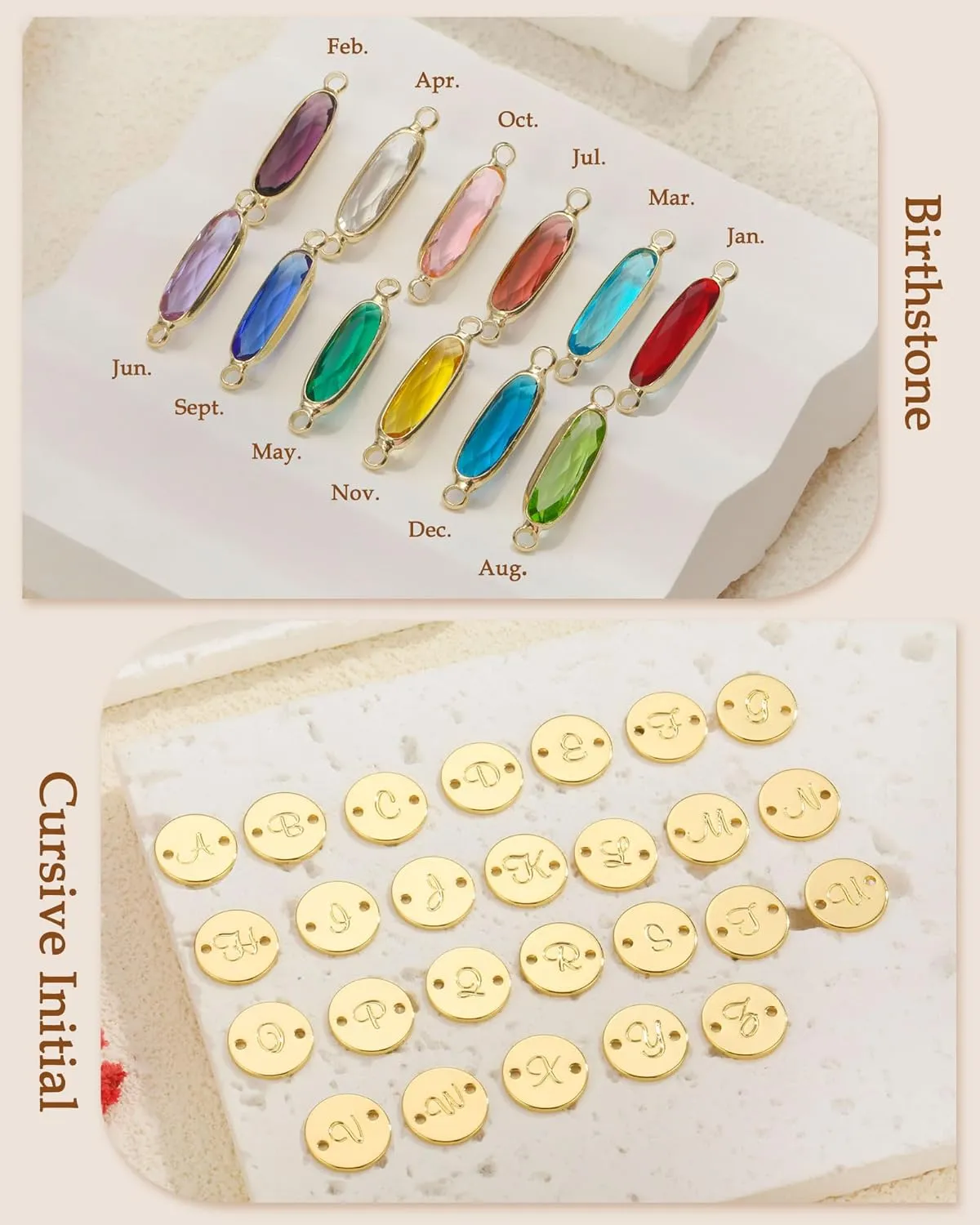FUNEIA Birthstone Initial Gold Bracelets for Women Trendy Non Tarnish Dainty 14K Gold Plated Bracelet Stack Cute Cursive Letter Stackable Bracelets Gold Jewelry Birthday Gifts for Women Bridesmaid