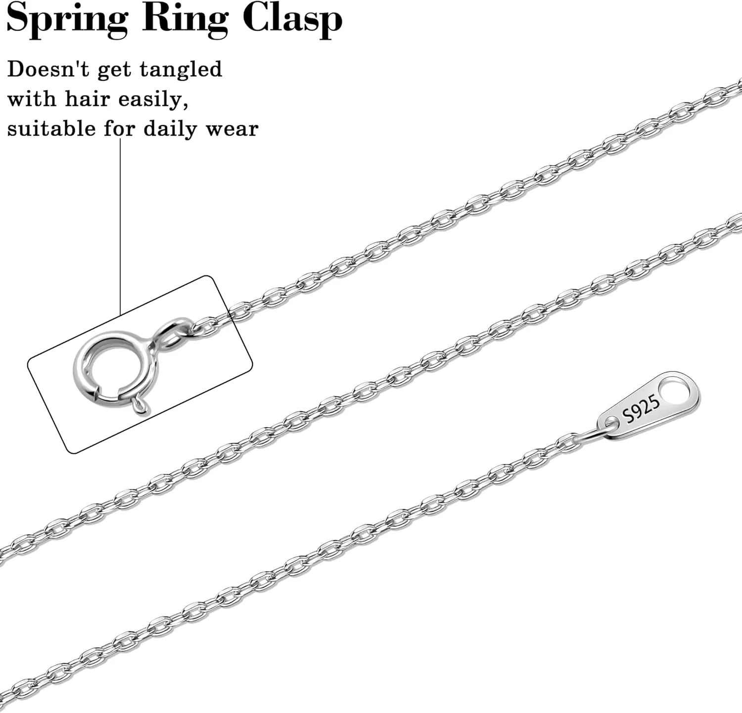 Gacimy 925 Sterling Silver Cable Chain for Women, 1mm 1.3mm 1.5mm 1.8mm Width