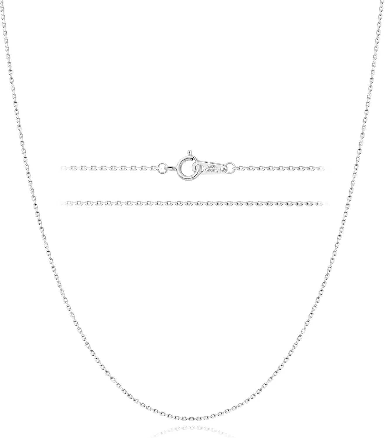 Gacimy 925 Sterling Silver Cable Chain for Women, 1mm 1.3mm 1.5mm 1.8mm Width