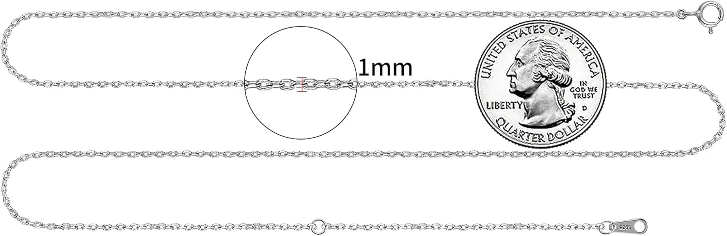 Gacimy 925 Sterling Silver Cable Chain for Women, 1mm 1.3mm 1.5mm 1.8mm Width