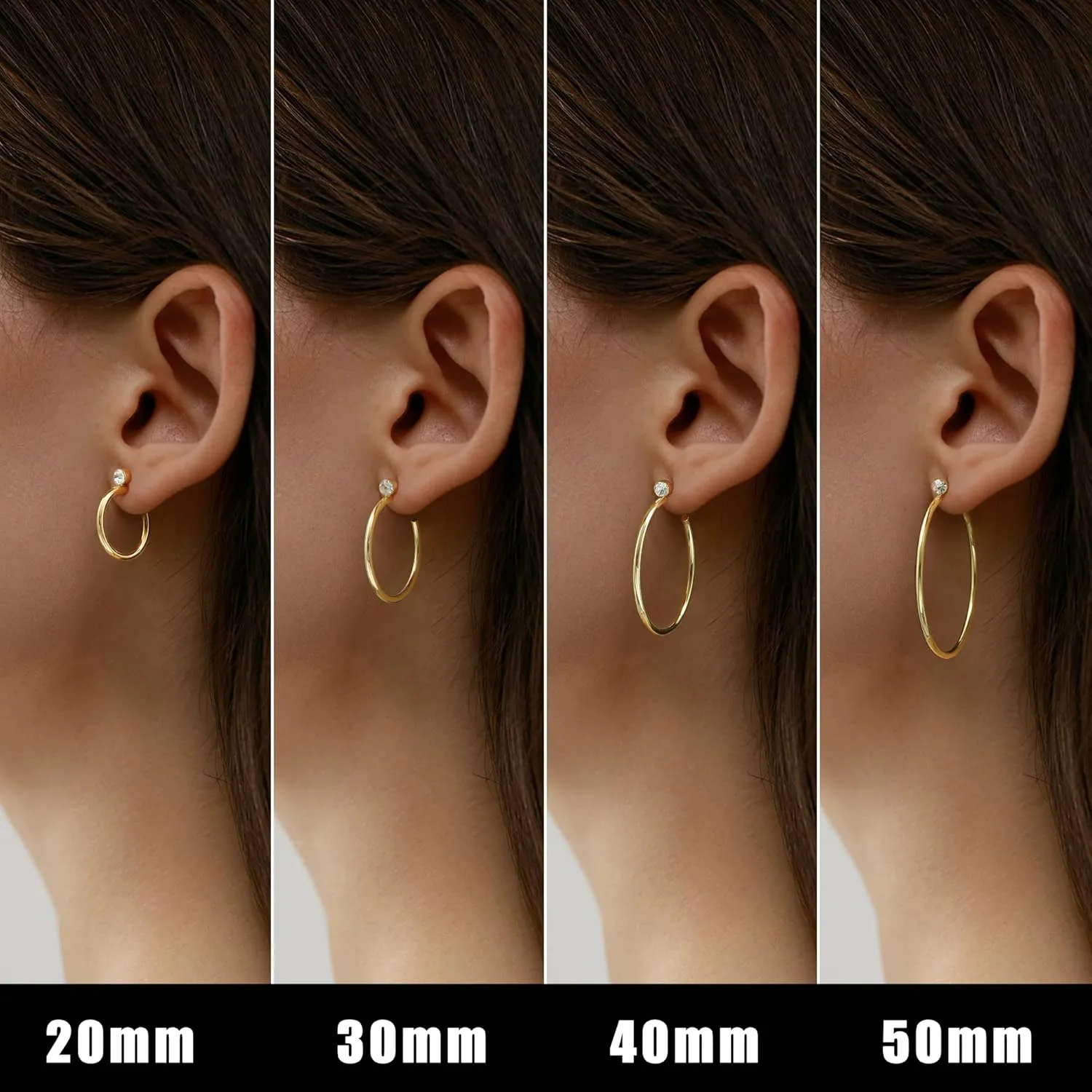 Gacimy Gold Hoop Earrings for Women 14K Real Gold Plated, 925 Sterling Silver Post CZ Earrings for Women