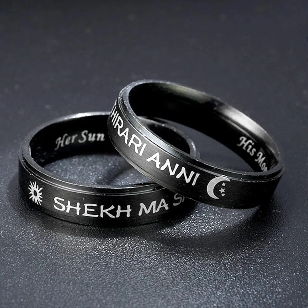 Game of Thrones Couple rings for Him and Her Sun and Moon Promise Rings for Couples Matching Rings for Couples Stainless Steel Engagement Wedding Ring Set for Women Men Valentine's Day Jewelry