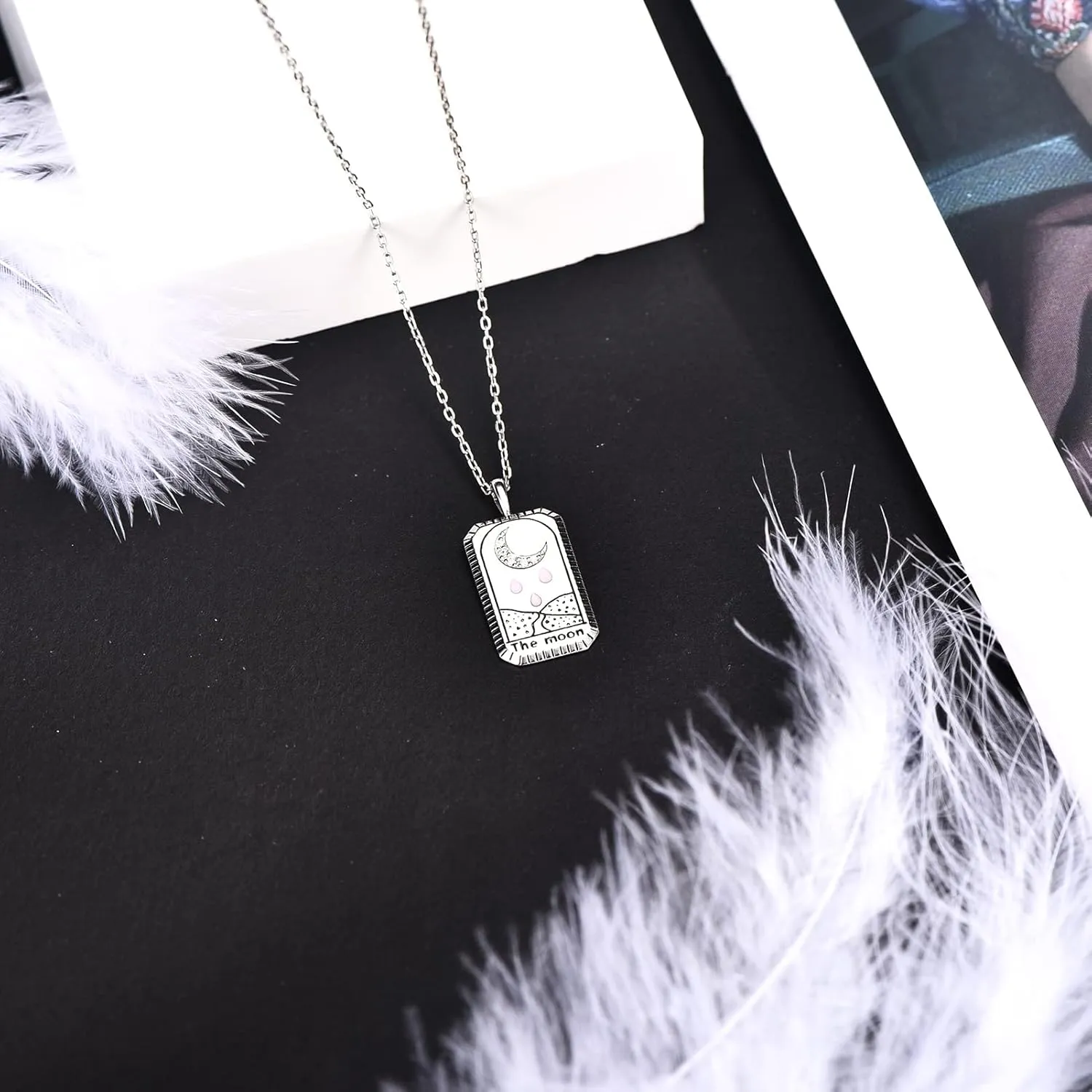 Gemiac Tarot Custom Name Necklace Personalized Engraved Letter Necklace Sterling Silver Tarot Card Necklace Amulet Astrology Jewelry Gift for Women Men Girls Boys