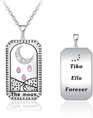 Gemiac Tarot Custom Name Necklace Personalized Engraved Letter Necklace Sterling Silver Tarot Card Necklace Amulet Astrology Jewelry Gift for Women Men Girls Boys