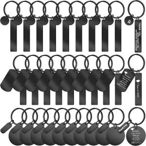 Gisafai 30 Pcs Engravable Stainless Steel Keychain Blanks Metal Blank for Laser Engraving 2025 Graduation Gifts