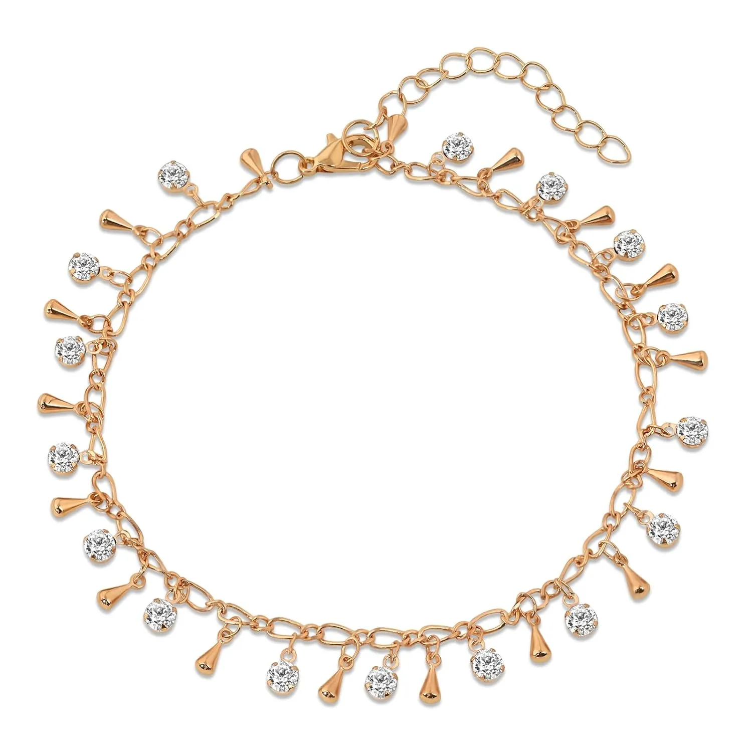 Gold Anklet for Women Adjustable Anklet Bracelet with Cubic Zirconia Charm Anklet Paperclip Chain Cute Anklets Foot Jewelry for Gift