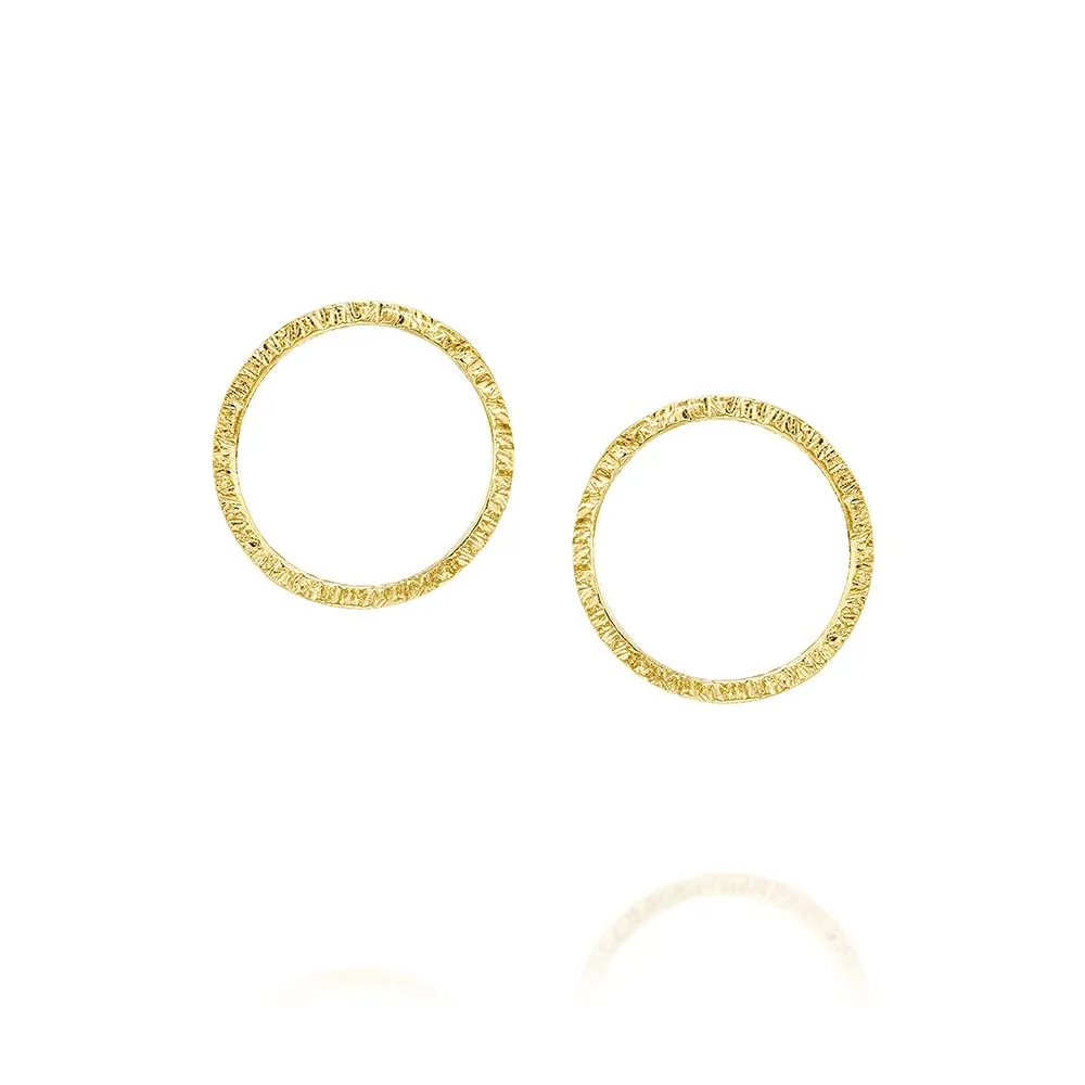 Gold Circle Earrings for Women - Minimal Small Open Circle Stud Earrings (gold, hammered)