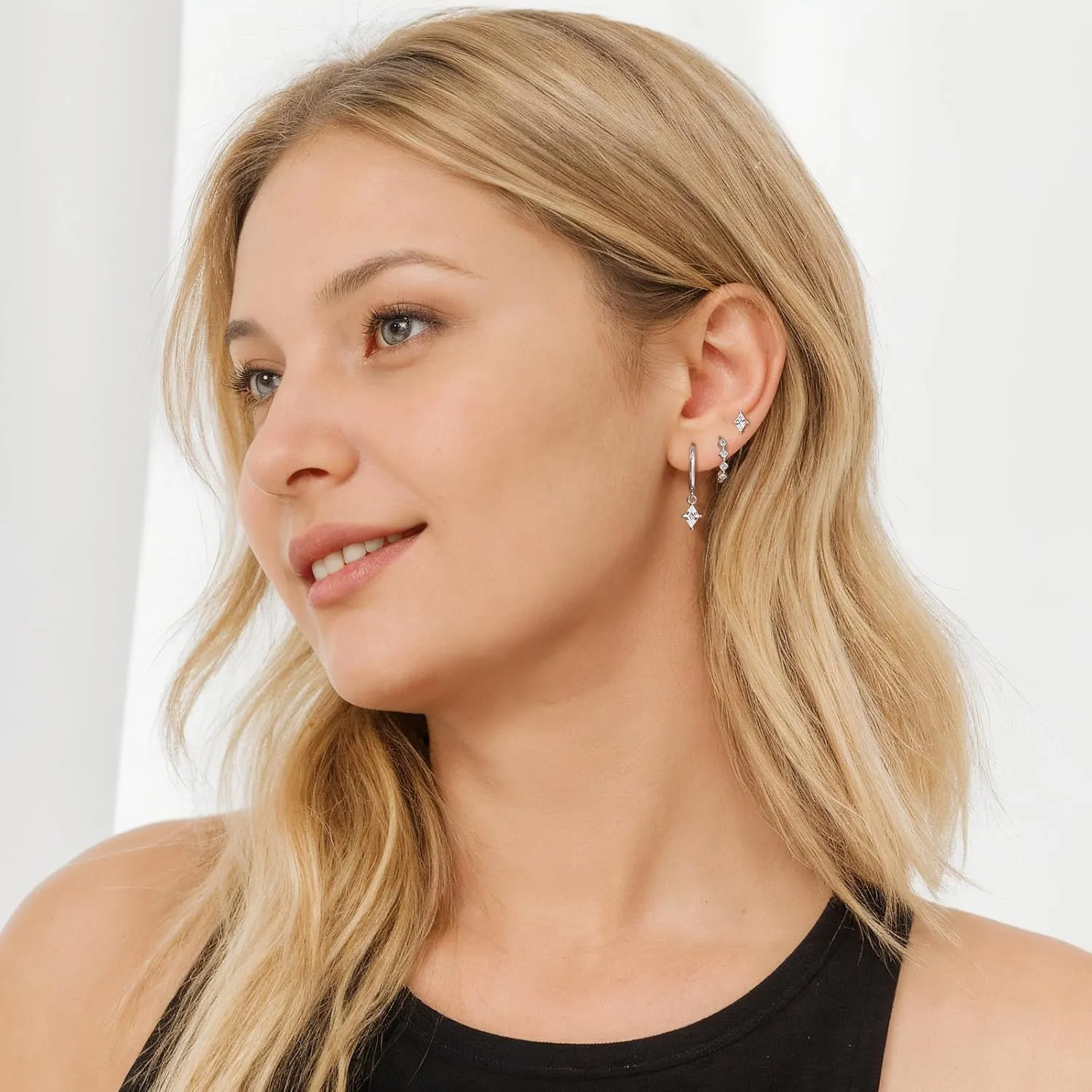 Gold Dainty Earrings Set For Women,14k Earring Stacks Gold Small Stackable Earrings,Cartilage Dangle Jewelry Hoop Earring Sets For Multiple Piercing,Birthday Ideas For Mom Friend Wife