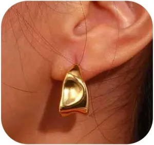 Gold Earrings for Women 14k Real Golds Silver Plated Chunky Stud Earring Statement Drop Hypoallergenic Earring Trendy Jewelry Gifts for Women