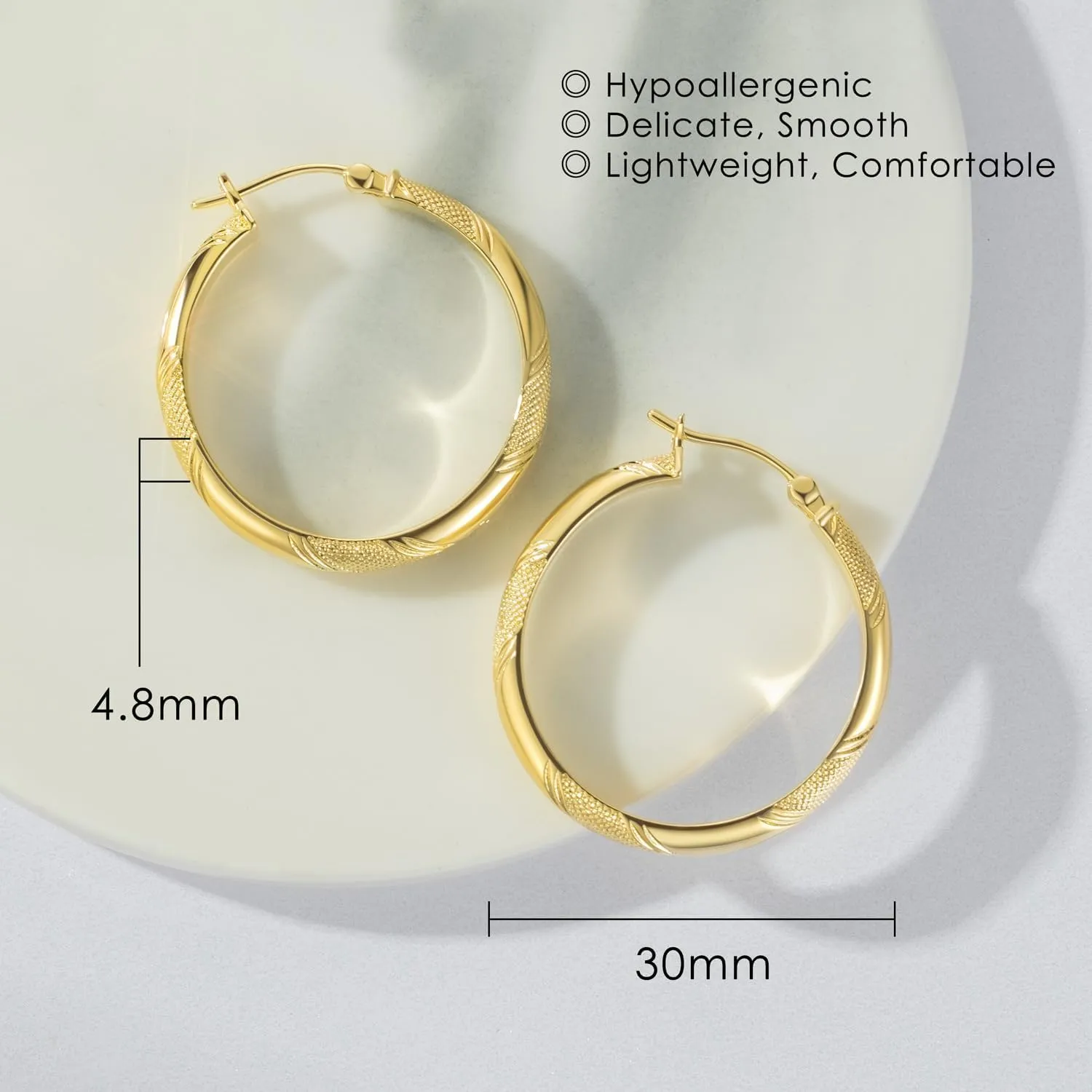 Gold Hoop Earrings 14K Gold Hoops Earrings For Women Large Thick Womens Hoop Earring for Women Modern Elegance 25/30MM