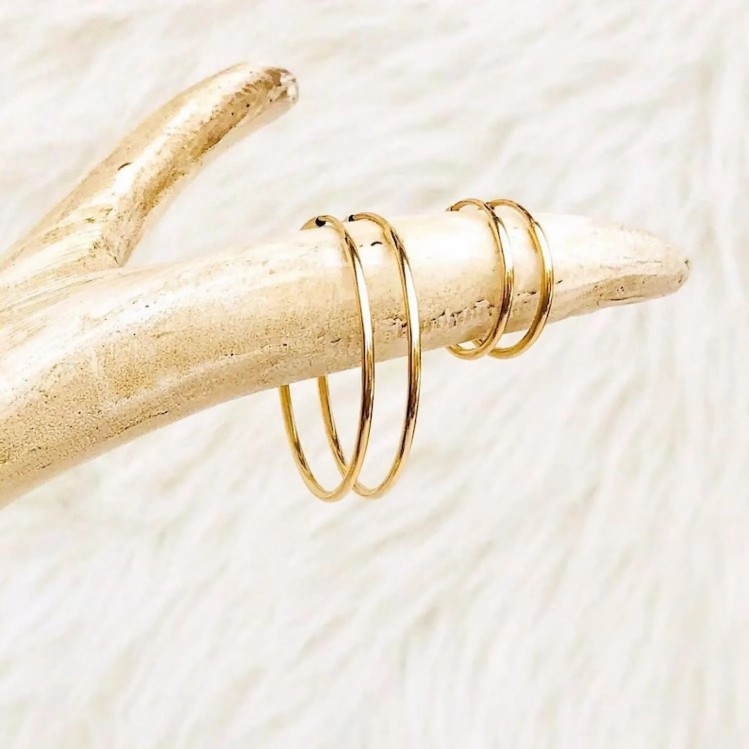 Gold Hoop Earrings for Women 14K Gold Plated, Varying sizes 20-70mm, High Polish Finish