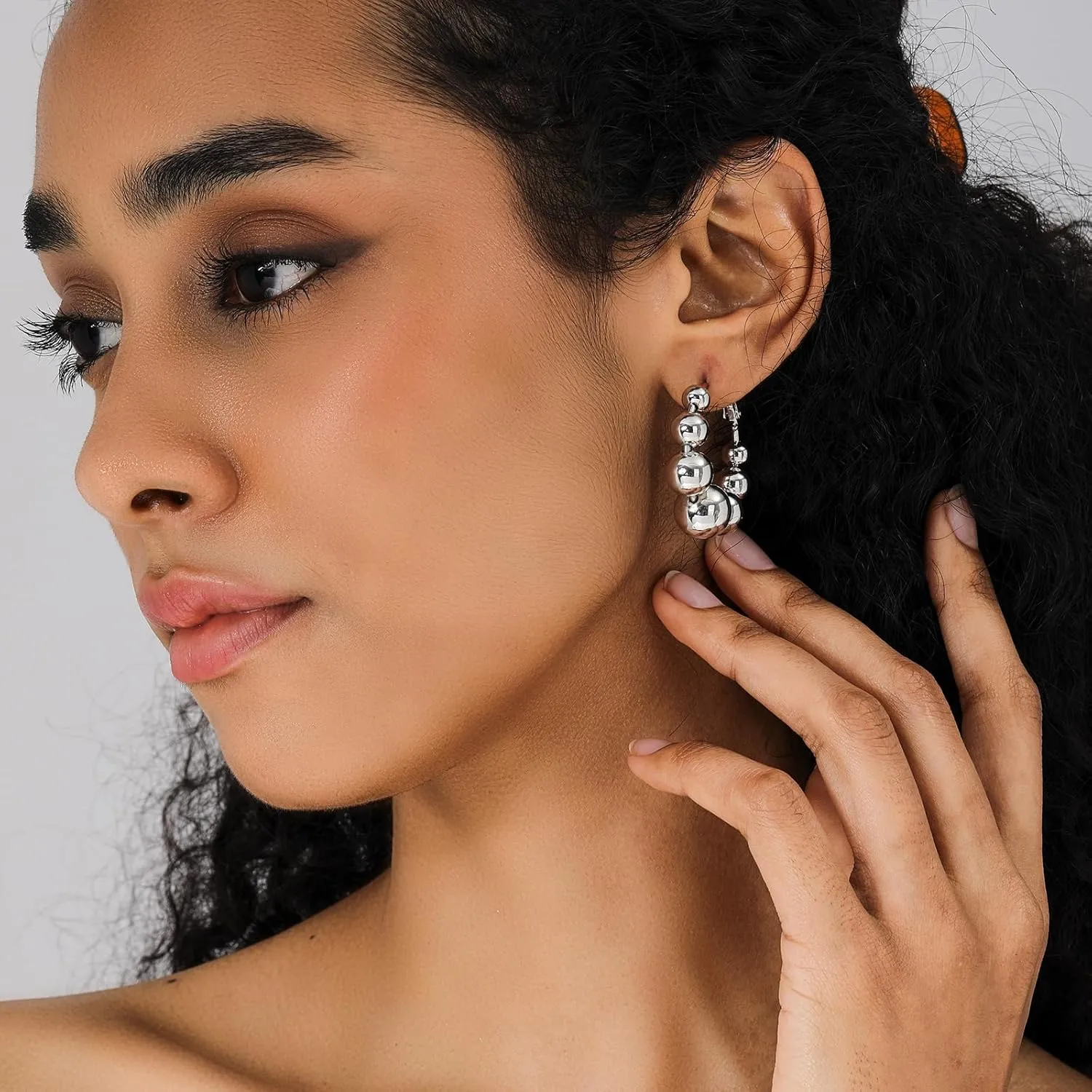 Gold Hoop Earrings Gold Ball Drop Dangle Earrings for Women Hypoallergenic Lightweight 18k Gold Plated Hoop Earrings Statement Earrings for women Gift for Her