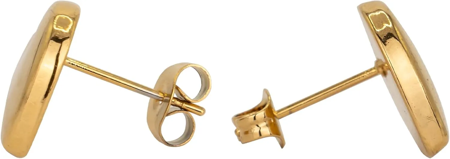 Gold Plated Studs Earrings for Women Trendy Stainless Steel Flat Back Small Heart Stud Earrings 18K Gold Jewelry Accessories for Women