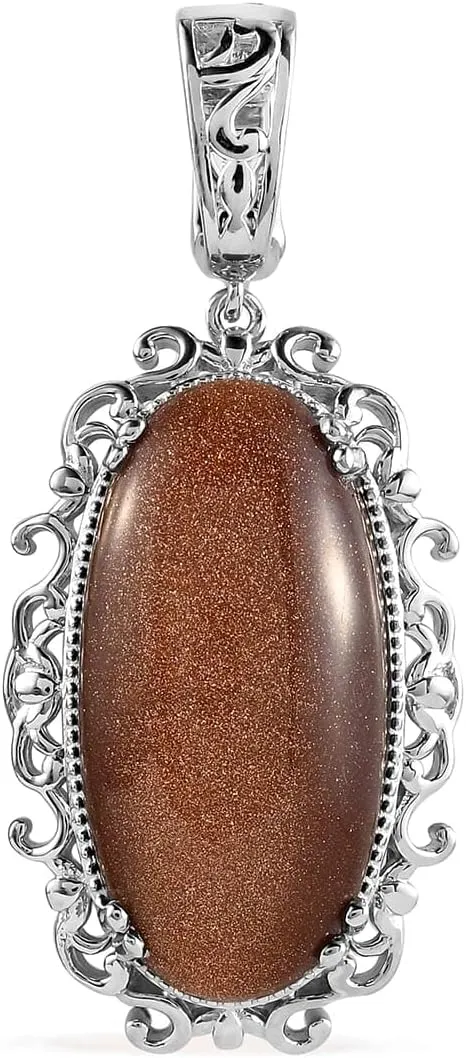 Gold Sandstone Platinum Plated Pendant for Women Jewelry Birthday Gifts for Women Ct 18.74 Birthday Gifts