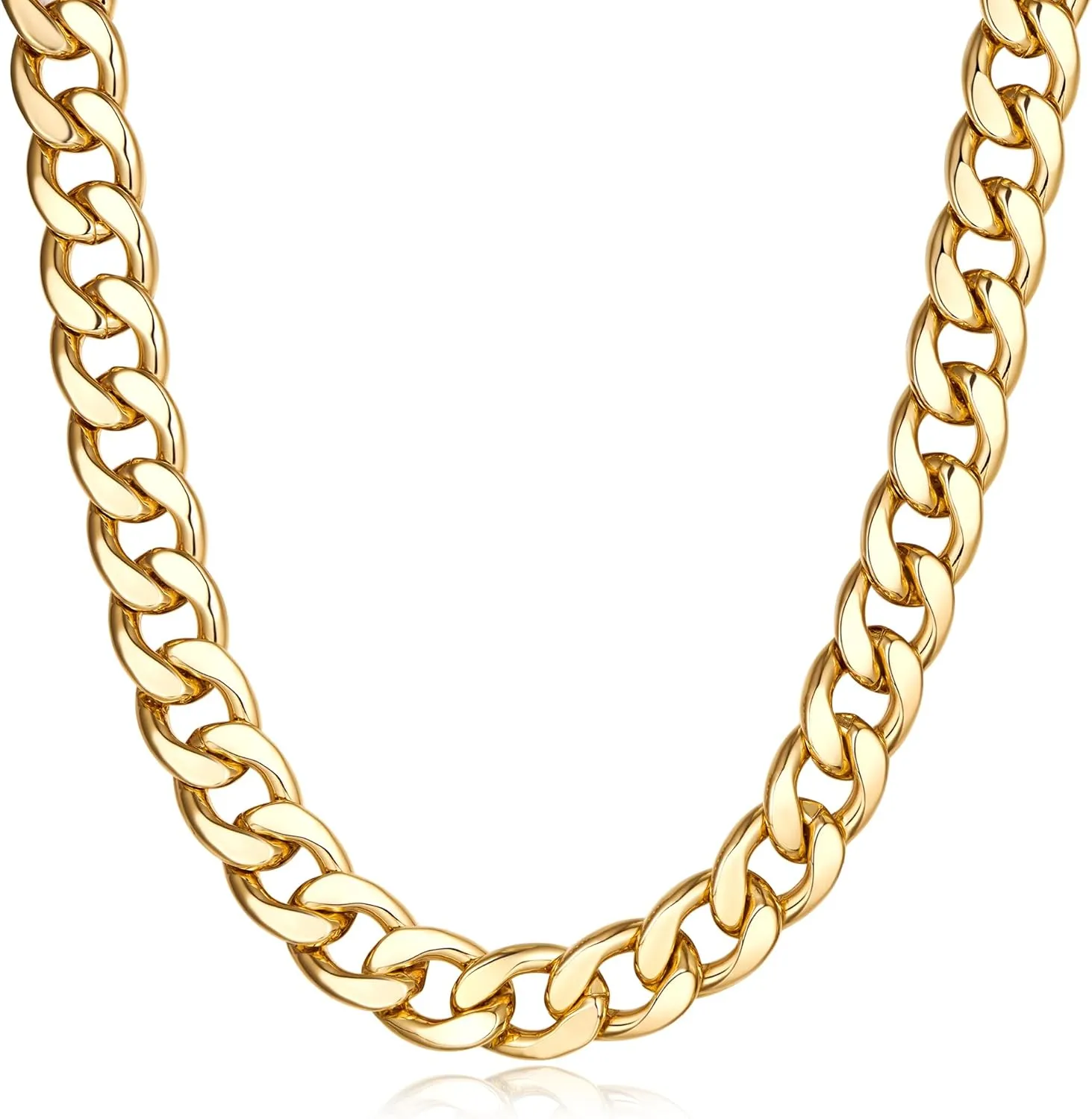 Gold Silver Chunky Chain Necklace for Men Women Chunky Cuban Link Chain Necklace for Hip Hop Rapper Jewelry