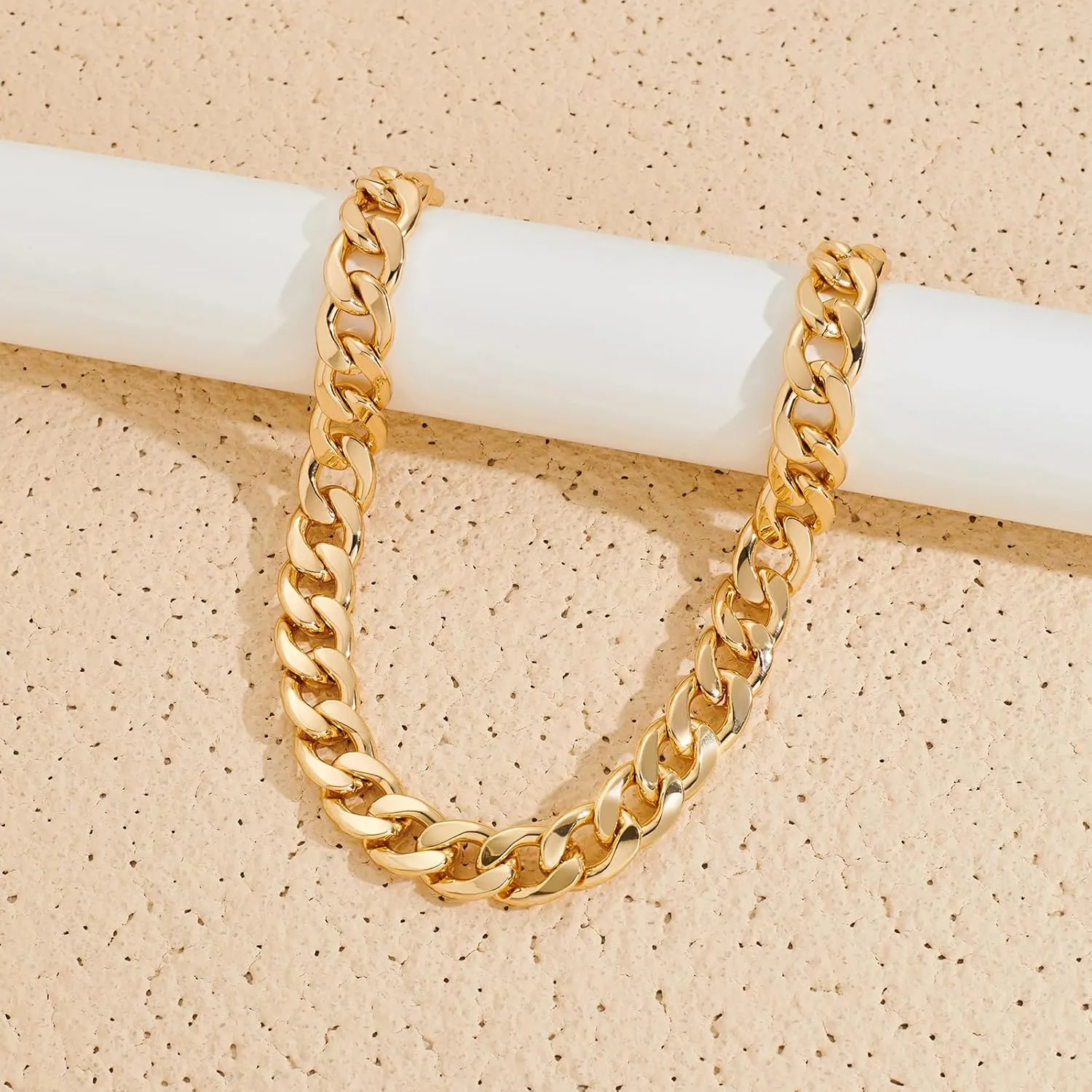Gold Silver Chunky Chain Necklace for Men Women Chunky Cuban Link Chain Necklace for Hip Hop Rapper Jewelry
