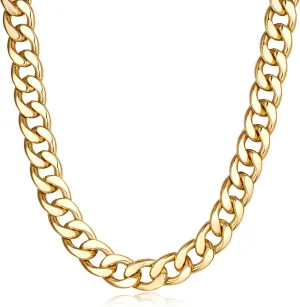 Gold Silver Chunky Chain Necklace for Men Women Chunky Cuban Link Chain Necklace for Hip Hop Rapper Jewelry