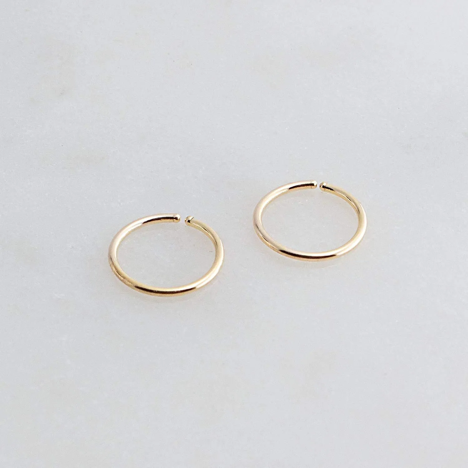 Gold, Silver Tiny Hoop Earrings for Women Cartilage Nose Septum Helix Tragus Rings Multiple Piercing Jewelry, Hypoallergenic (6mm | 1 Pair, 14K Yellow Gold Filled | 21 Gauge)