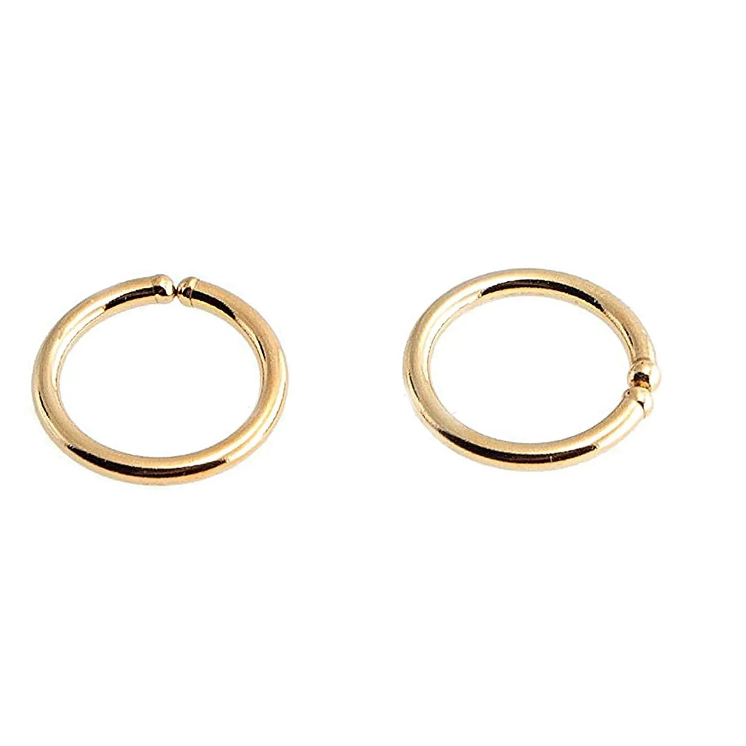Gold, Silver Tiny Hoop Earrings for Women Cartilage Nose Septum Helix Tragus Rings Multiple Piercing Jewelry, Hypoallergenic (6mm | 1 Pair, 14K Yellow Gold Filled | 21 Gauge)