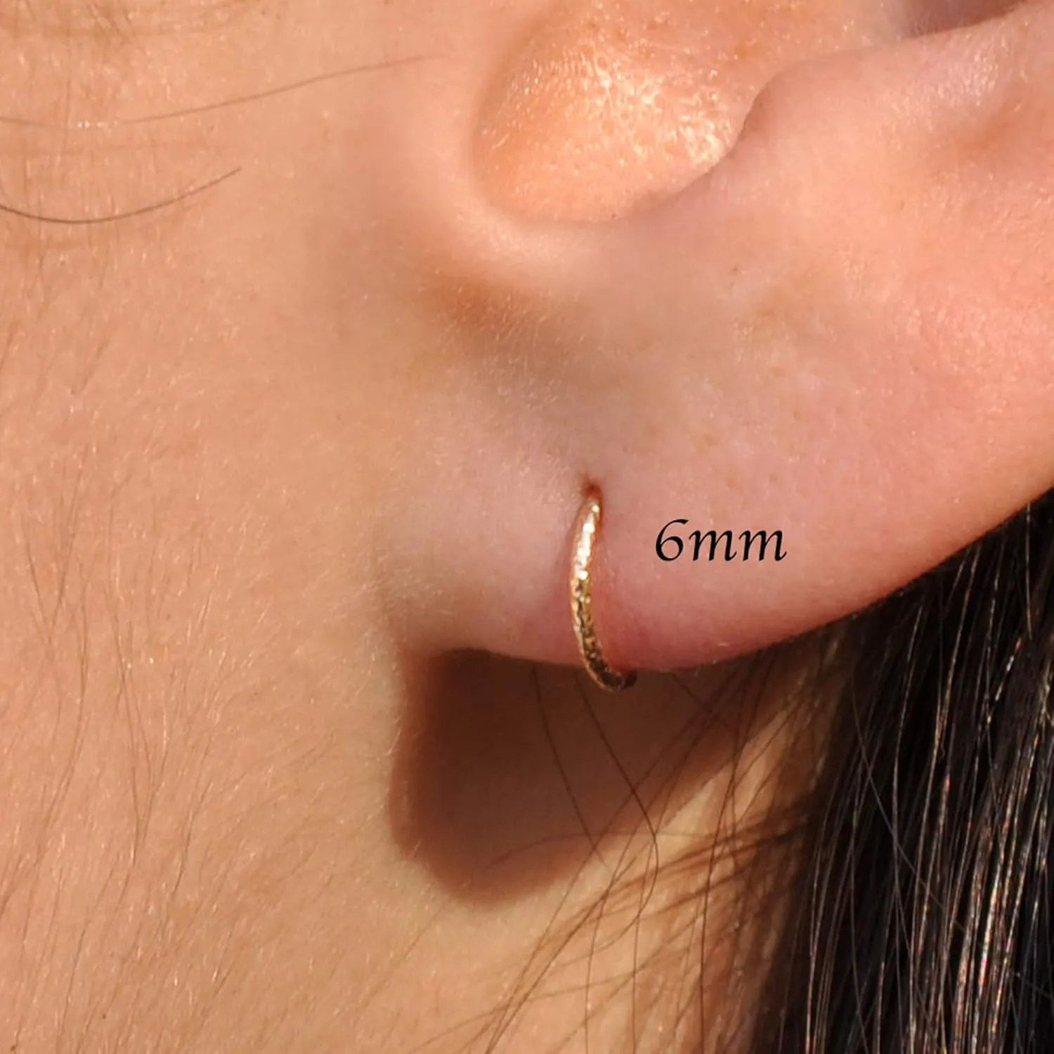 Gold, Silver Tiny Hoop Earrings for Women Cartilage Nose Septum Helix Tragus Rings Multiple Piercing Jewelry, Hypoallergenic (6mm | 1 Pair, 14K Yellow Gold Filled | 21 Gauge)