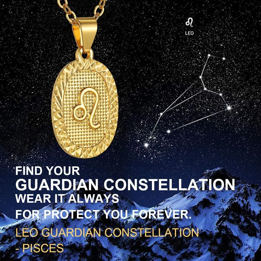 GOLDCHIC JEWELRY Gold Zodiac Necklace for Women Men, Constellation Coin Horoscope Astrology Pendant Necklaces Lucky Jewelry