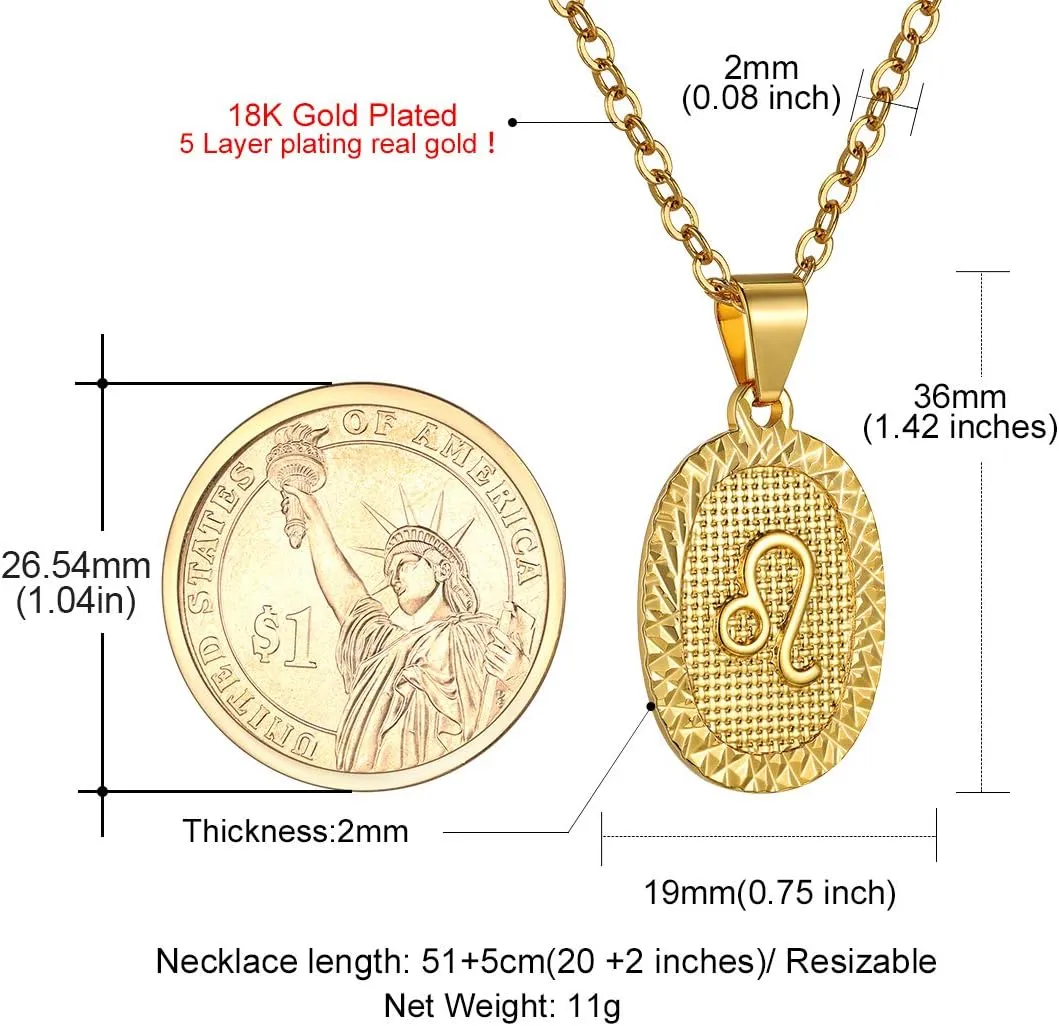 GOLDCHIC JEWELRY Gold Zodiac Necklace for Women Men, Constellation Coin Horoscope Astrology Pendant Necklaces Lucky Jewelry