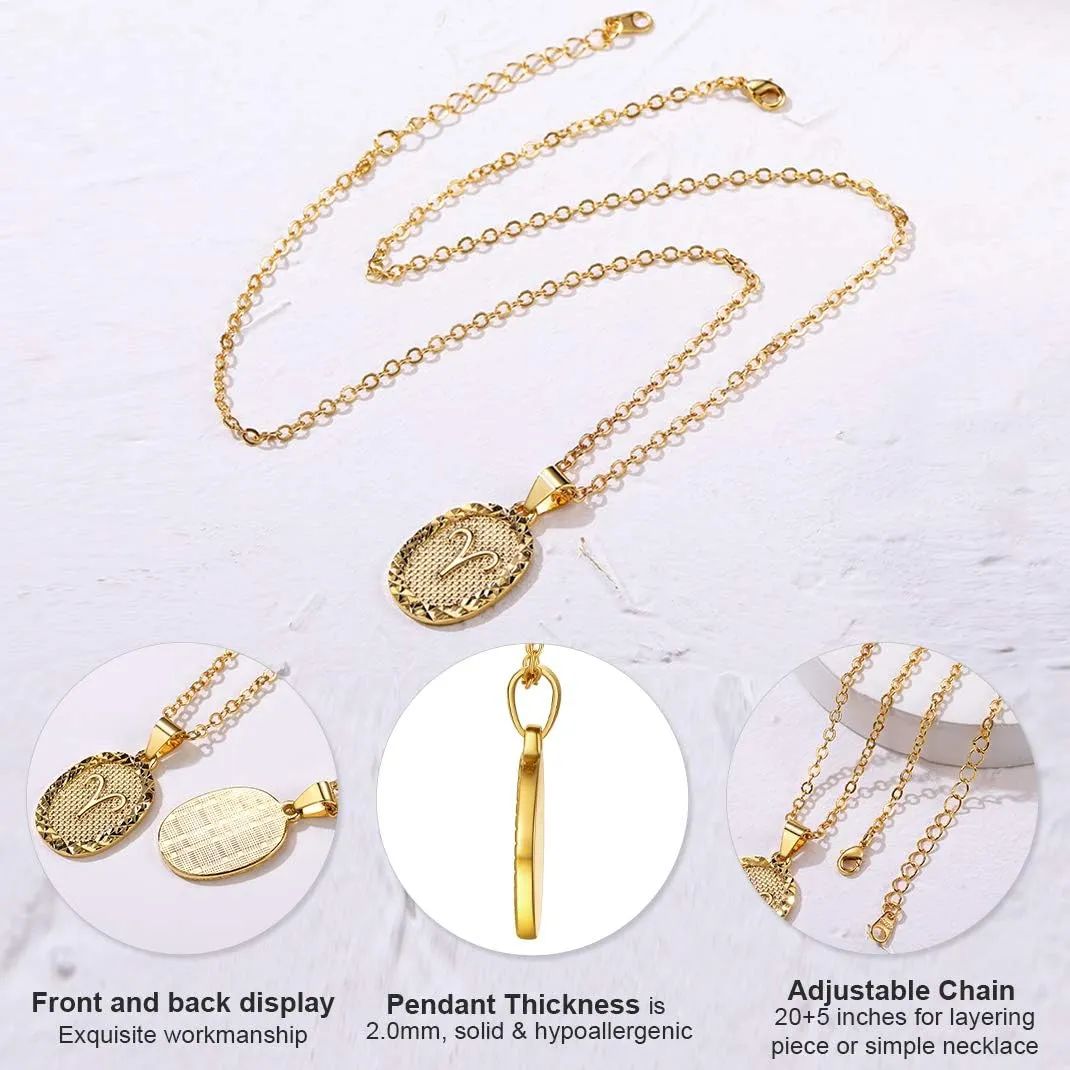 GOLDCHIC JEWELRY Gold Zodiac Necklace for Women Men, Constellation Coin Horoscope Astrology Pendant Necklaces Lucky Jewelry