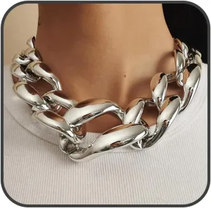 Gothic Plastic Necklaces for Women Statement Toggle Bar Clasp Necklaces Boho Chunky Gold Necklace Hip Hop Punk Statement Heavy Necklace Accessories Cuban Link Chain Necklace