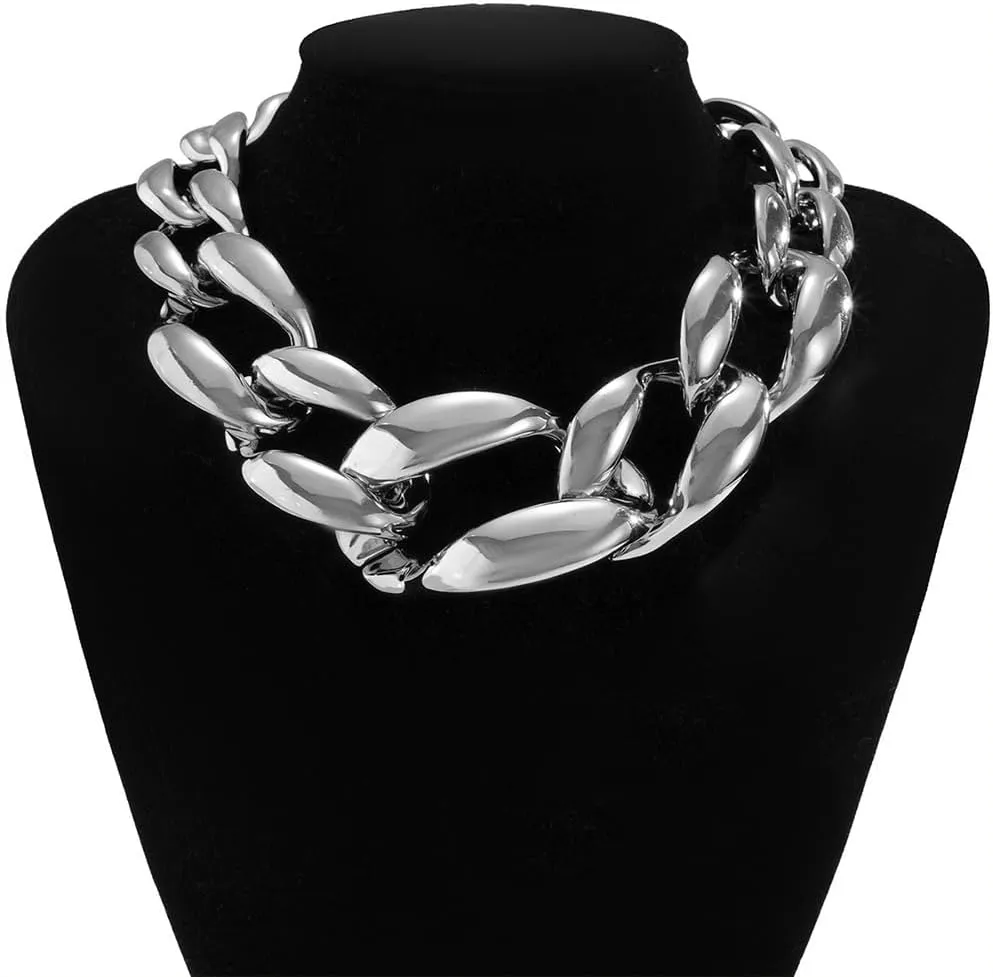 Gothic Plastic Necklaces for Women Statement Toggle Bar Clasp Necklaces Boho Chunky Gold Necklace Hip Hop Punk Statement Heavy Necklace Accessories Cuban Link Chain Necklace