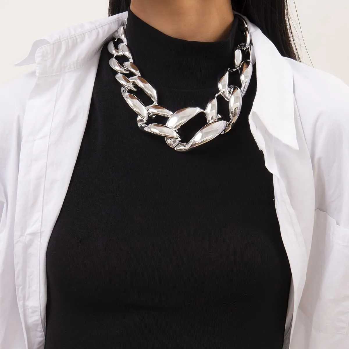 Gothic Plastic Necklaces for Women Statement Toggle Bar Clasp Necklaces Boho Chunky Gold Necklace Hip Hop Punk Statement Heavy Necklace Accessories Cuban Link Chain Necklace