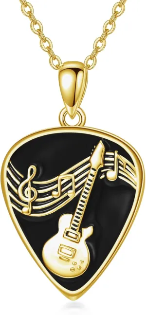 Guitar Pick Necklace Sterling Silver Guitar Plectrum Pendant Necklaces Jewelry Musical Guitarist Gifts for Women Men