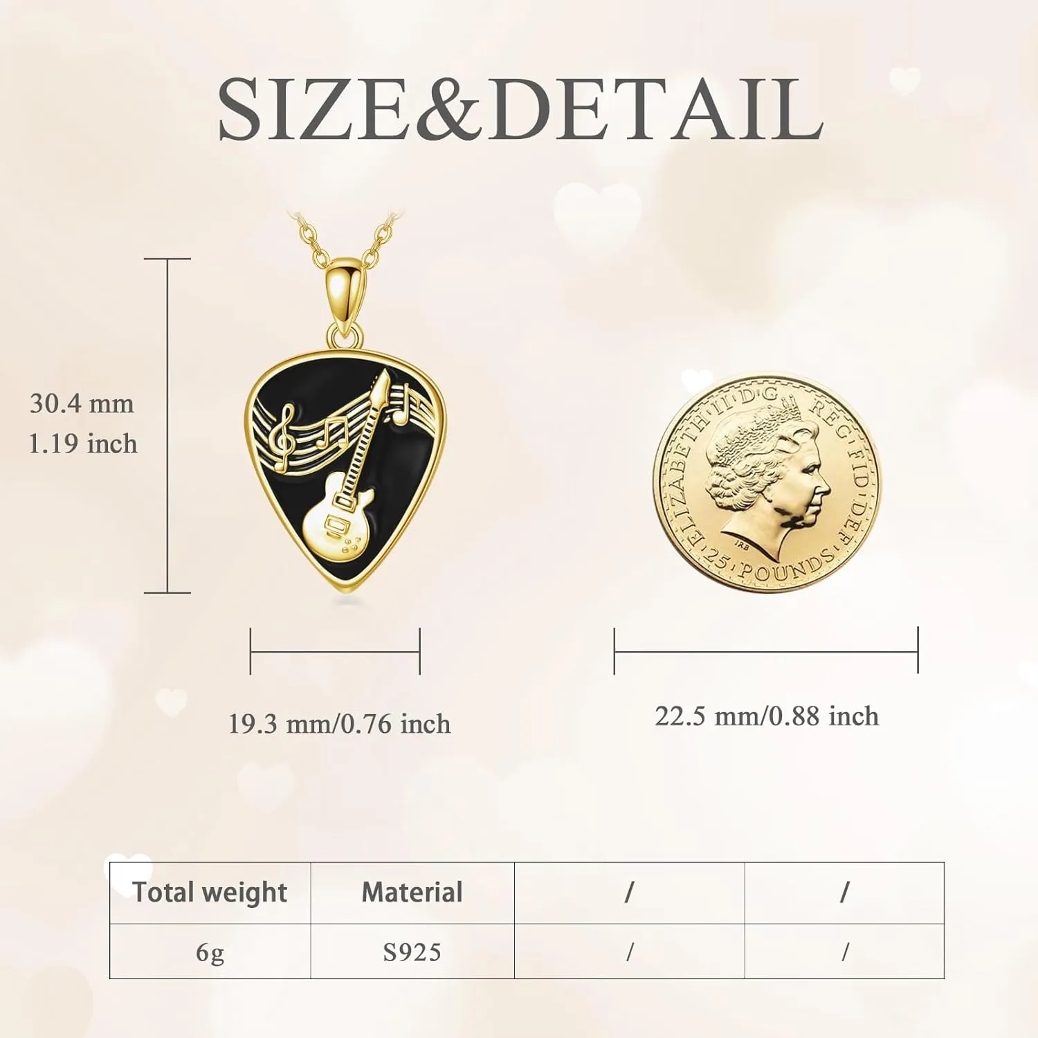 Guitar Pick Necklace Sterling Silver Guitar Plectrum Pendant Necklaces Jewelry Musical Guitarist Gifts for Women Men