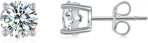 GW Moissanite Earrings for Women and Men 0.6-1.7ct Moissanite Stud Earrings Sterling Silver 925 with 18K Gold Plated Jewelry for Lady Birthday